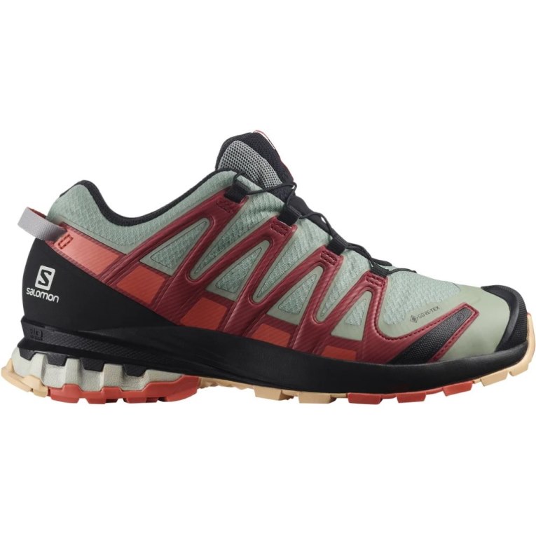 Tenis Para Trail Running Salomon Xa Pro 3d V8 GTX Mujer Verde Oliva Rojos | MX DXWA237